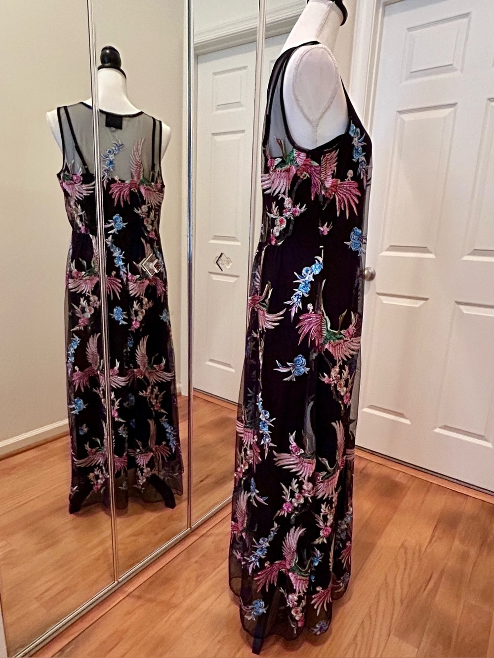 Johnny Was -Meol Mazzy A line Mesh Bird of Paradise Embroidered Dress (Slip) - Picture 4 of 13